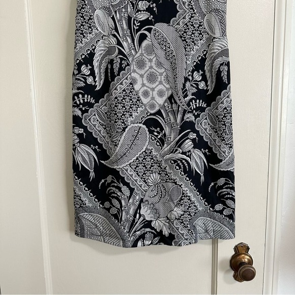 Trina Turk Empire Waist Black and White Botanical Print Mini Dress 6 - Picture 8 of 9